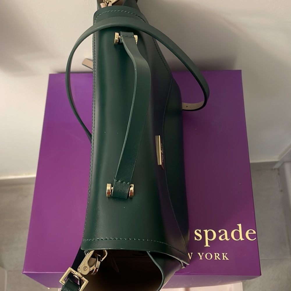 KATE SPADE forest green leather satchel - Picture 4 of 9